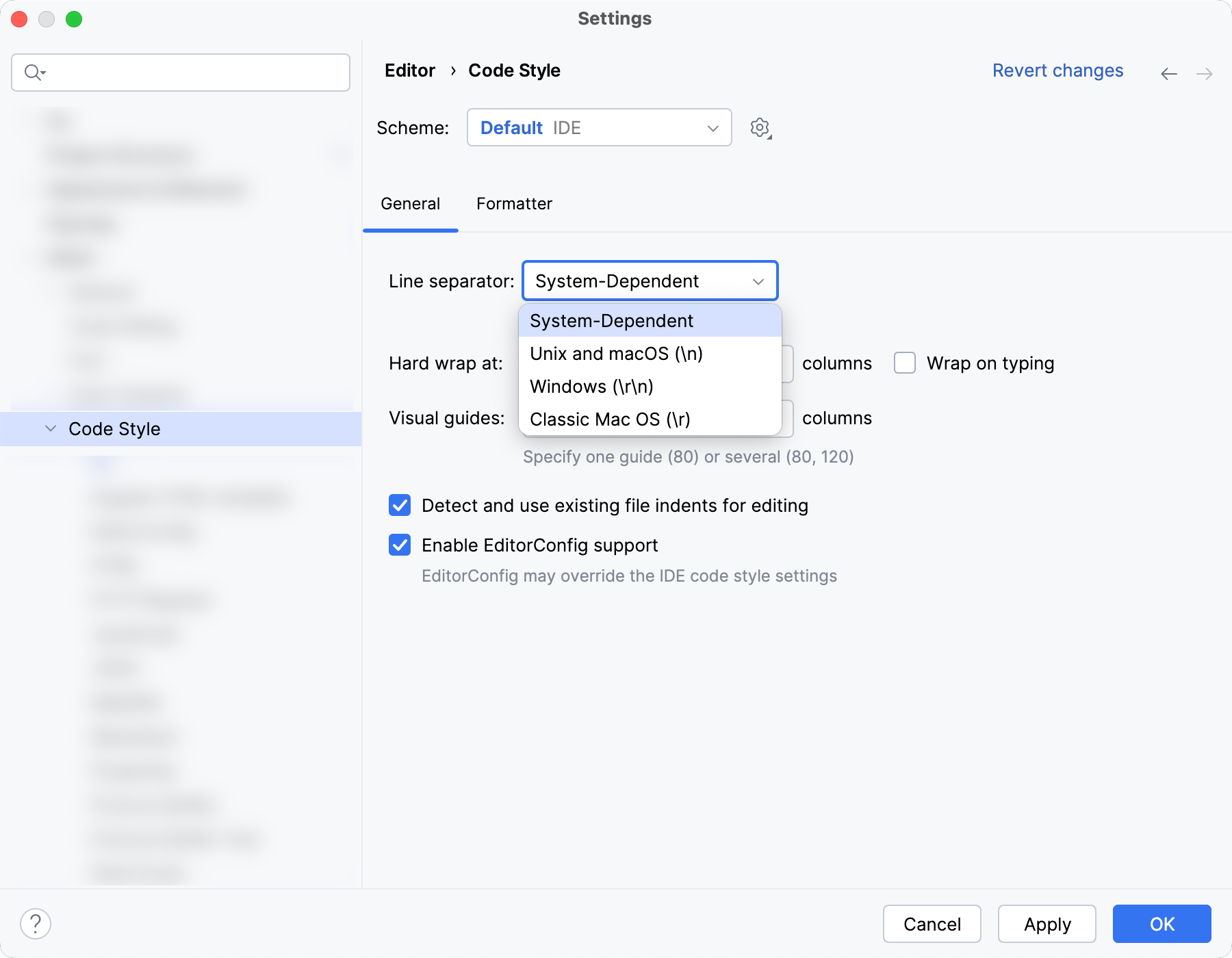 新文件的行分隔符