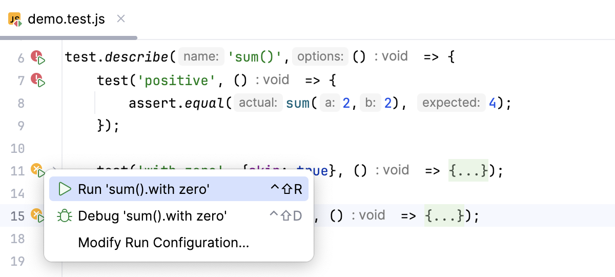 Rerun a single test from the gutter Rerun a single test from the gutter