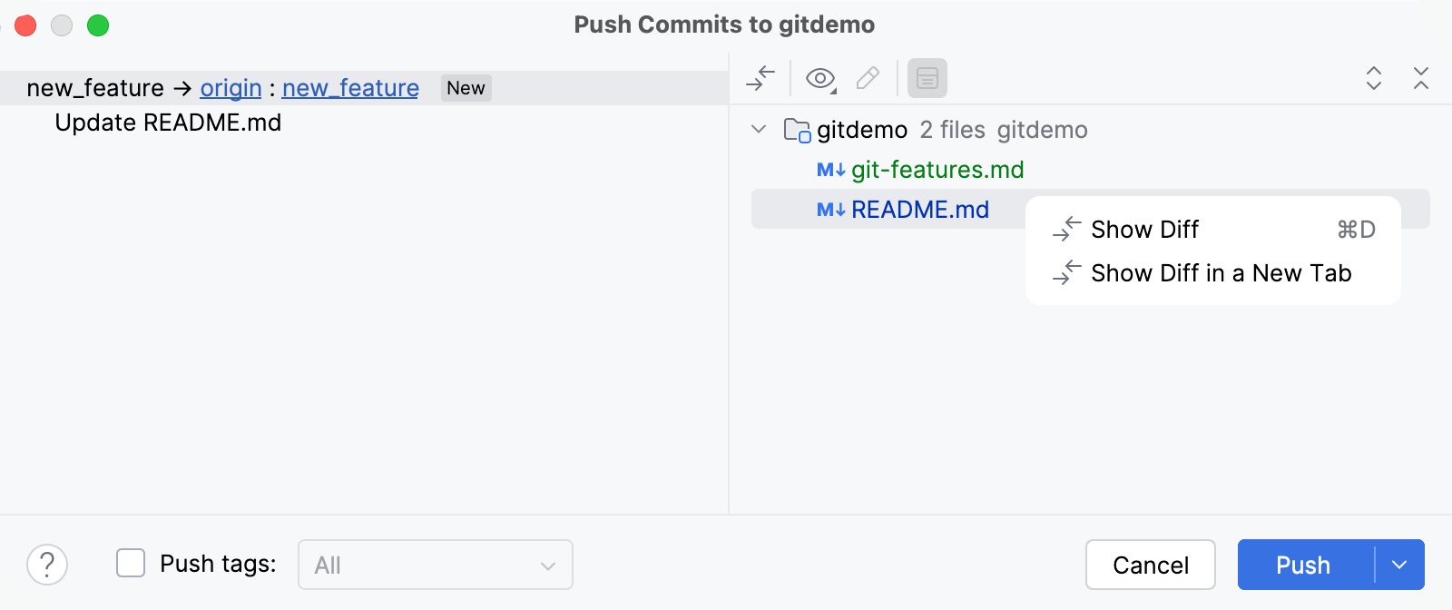 Push commits