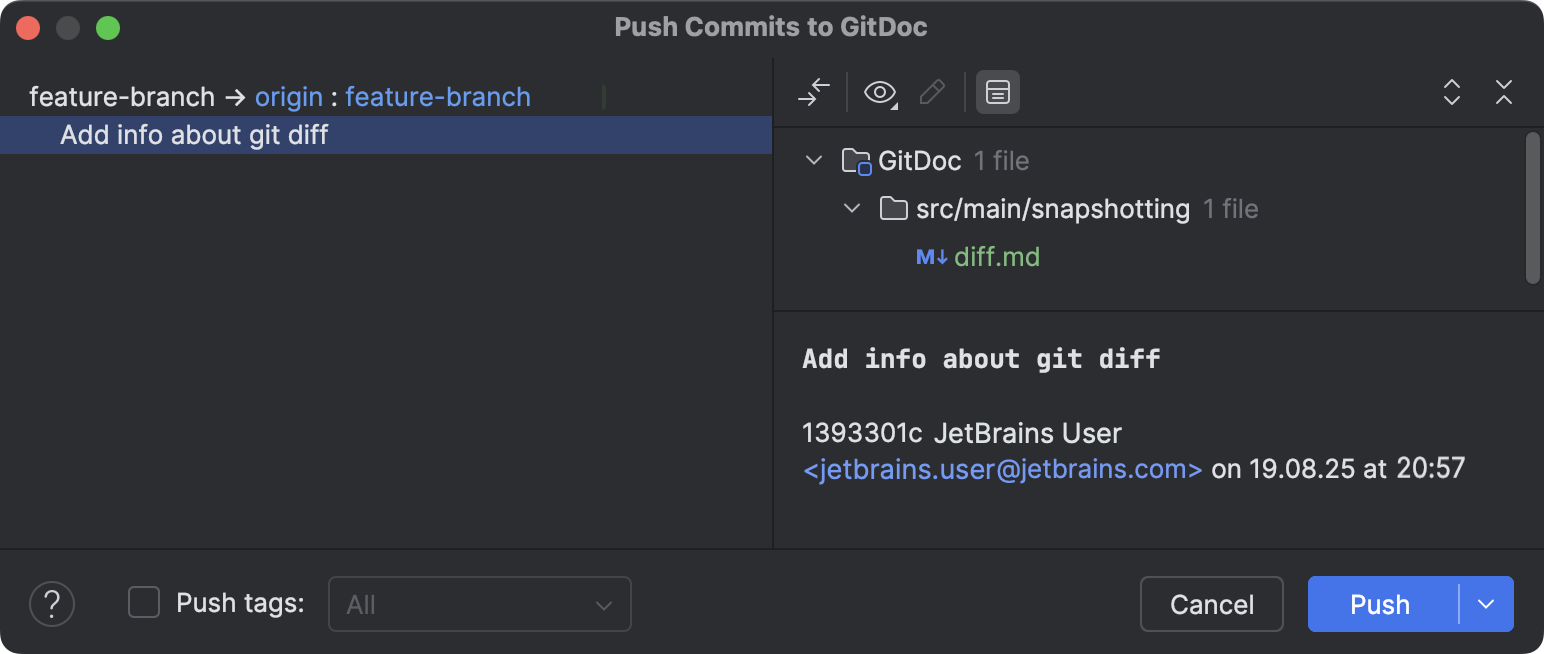Commit and push changes to Git repository | JetBrains Rider Documentation