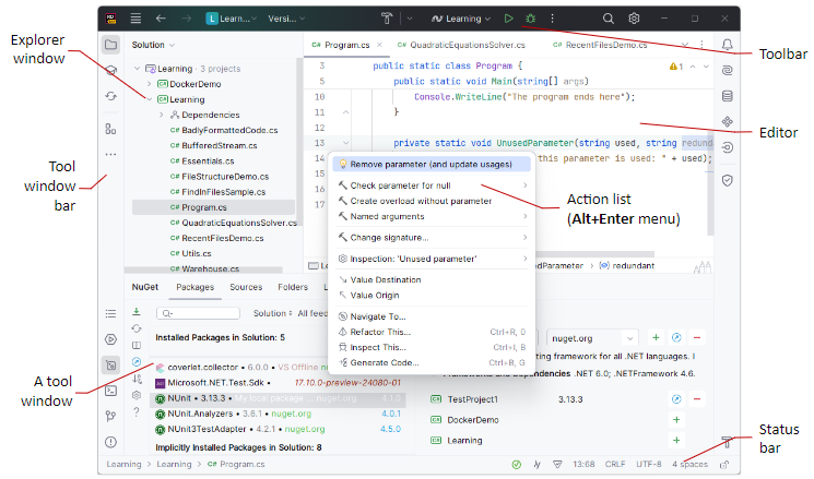 JetBrains&nbsp;Rider main window in the new UI