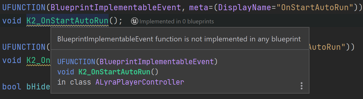 BlueprintImplementableEvent function is not implemented BlueprintImplementableEvent function is not implemented