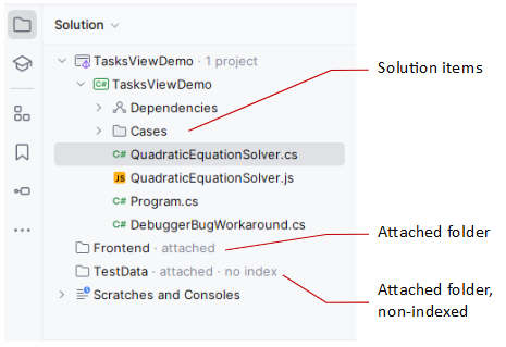 JetBrains&nbsp;Rider: Solution Explorer