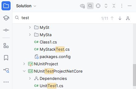 JetBrains&nbsp;Rider: Full search in the Explorer window