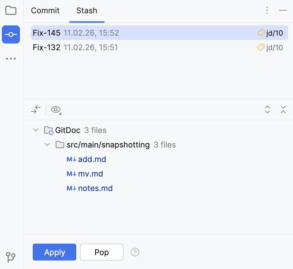 The Stash tab The Stash tab