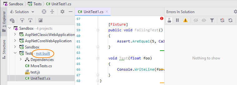 JetBrains Rider: Solution-wide analysis doesn't monitor errors in projects that are not built JetBrains Rider: Solution-wide analysis doesn't monitor errors in projects that are not built
