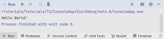 JetBrains&nbsp;Rider: Run tool window