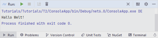 JetBrains&nbsp;Rider: Run tool window