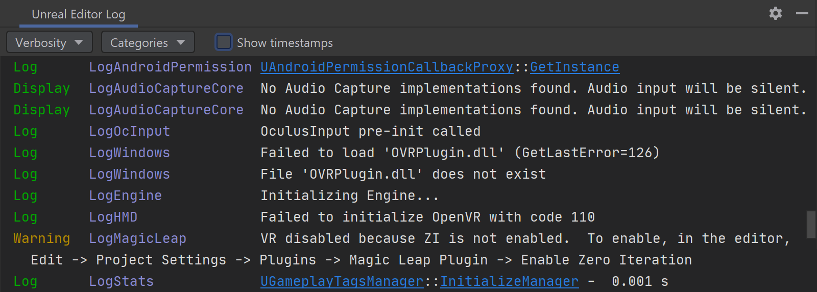 Browse the Unreal Editor log Browse the Unreal Editor log