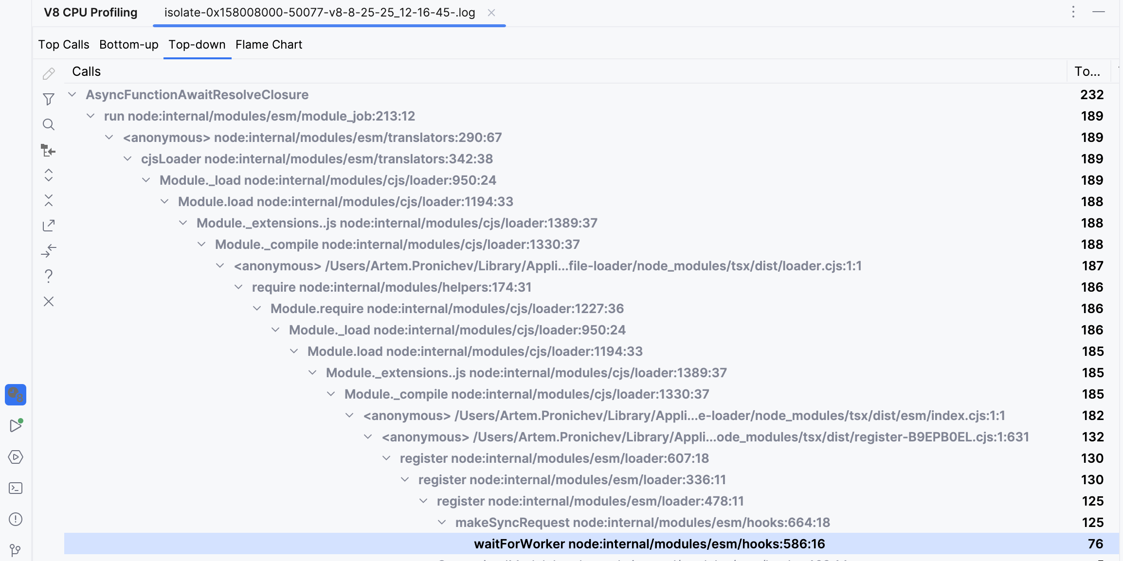 V8 profiling: Top-down tree V8 profiling: Top-down tree