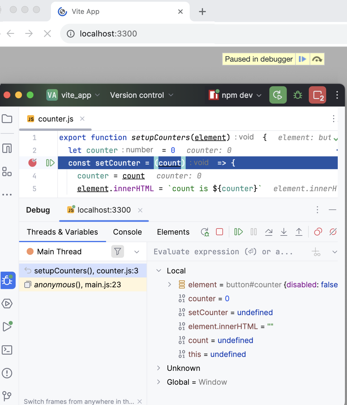 Debugging session Debugging session