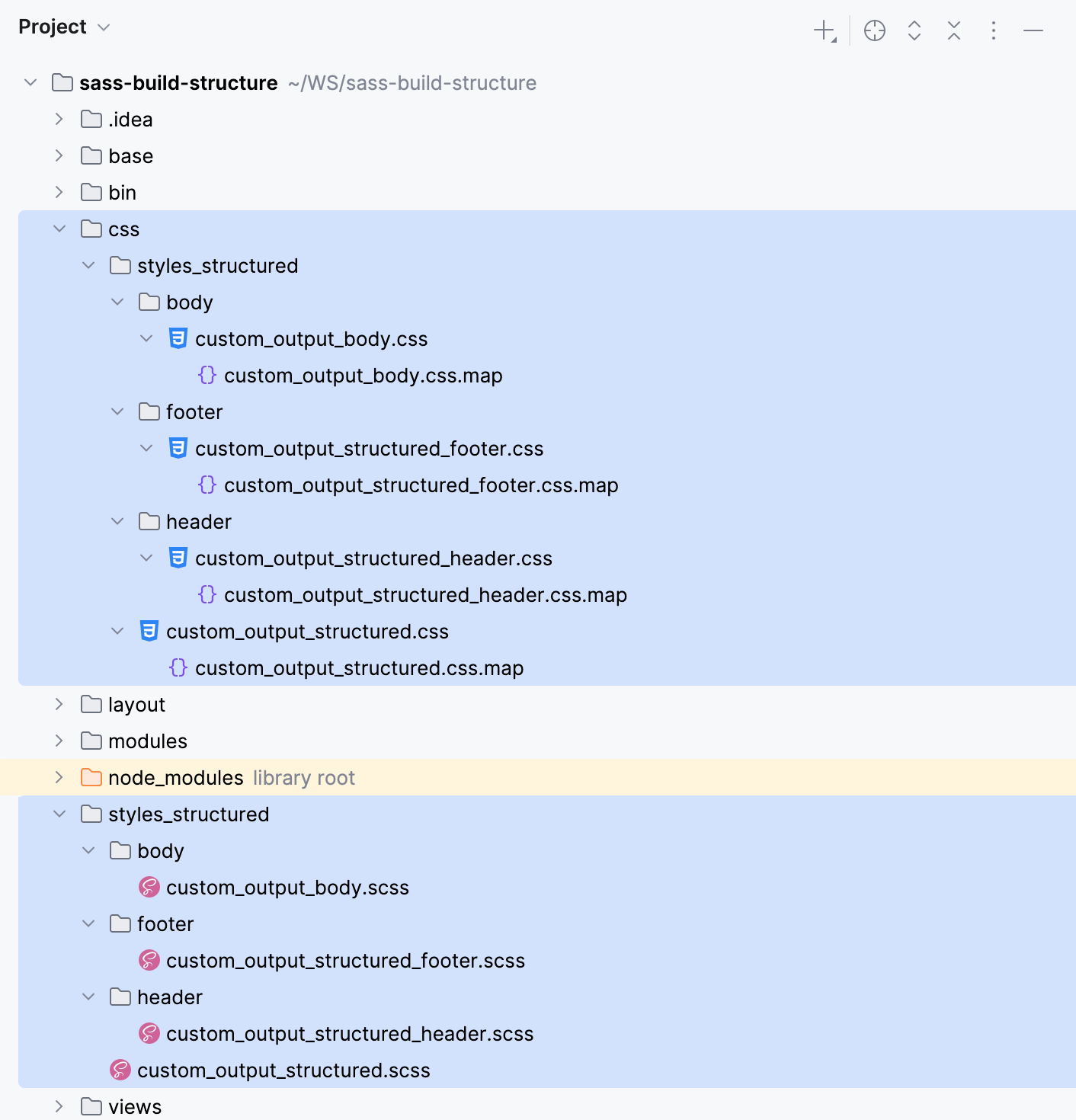 Custom settings: the output is stored in a separate folder, the structure preserved