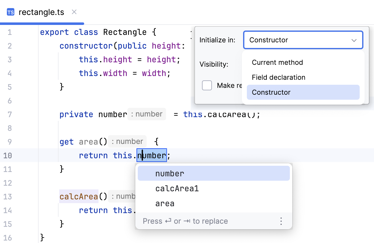 在 TypeScript 中提取字段：选择初始化