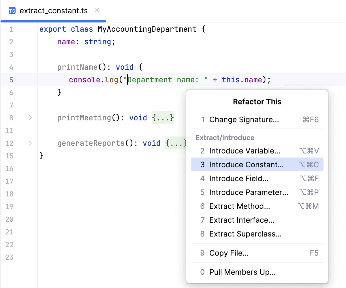 调用引入常量重构