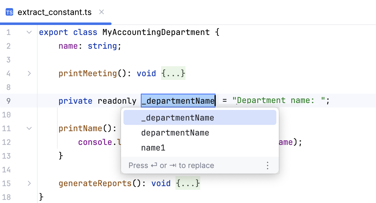 引入常量：选择名称