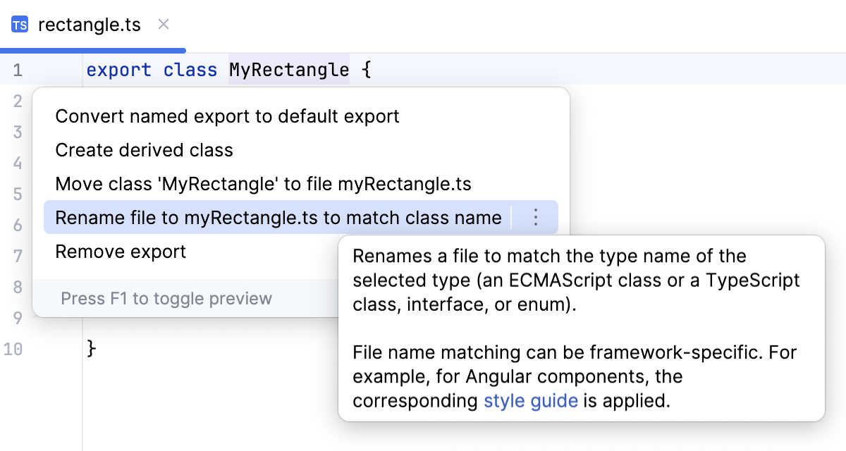 将类移动到文件中并保持名称一致
