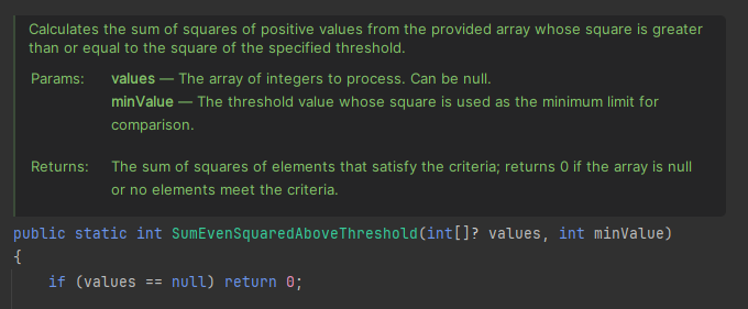 JetBrains&nbsp;Rider: XML documentation comments. Rendered view.