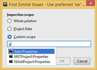 JetBrains&nbsp;Rider: Specifying search scope for the similar issues