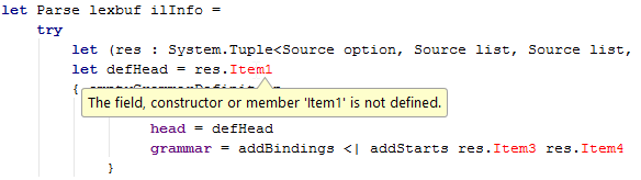 JetBrains&nbsp;Rider: Highlighting F# error