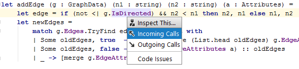 JetBrains&nbsp;Rider: 'Inspect This' in F#