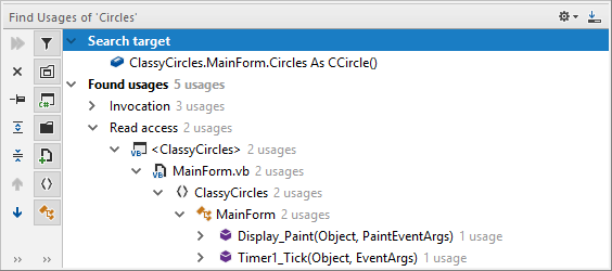 JetBrains&nbsp;Rider: Find Usages in VB.NET