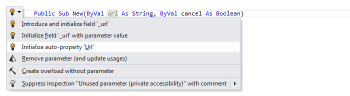 JetBrains Rider: Visual Basic support. Initialize auto-property from constructor parameter JetBrains Rider: Visual Basic support. Initialize auto-property from constructor parameter