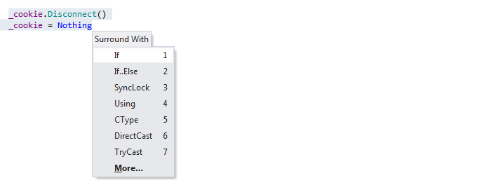 JetBrains&nbsp;Rider: Surround templates in Visual Basic
