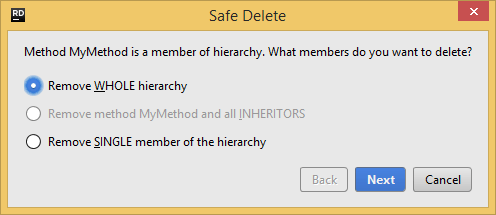JetBrains&nbsp;Rider. Safe Delete refactoring
