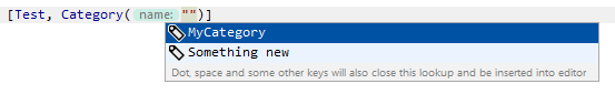 JetBrains&nbsp;Rider: Code completion for unit test categories
