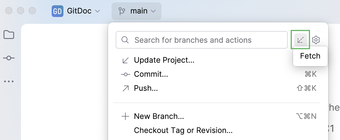 Fetch icon in VCS widget