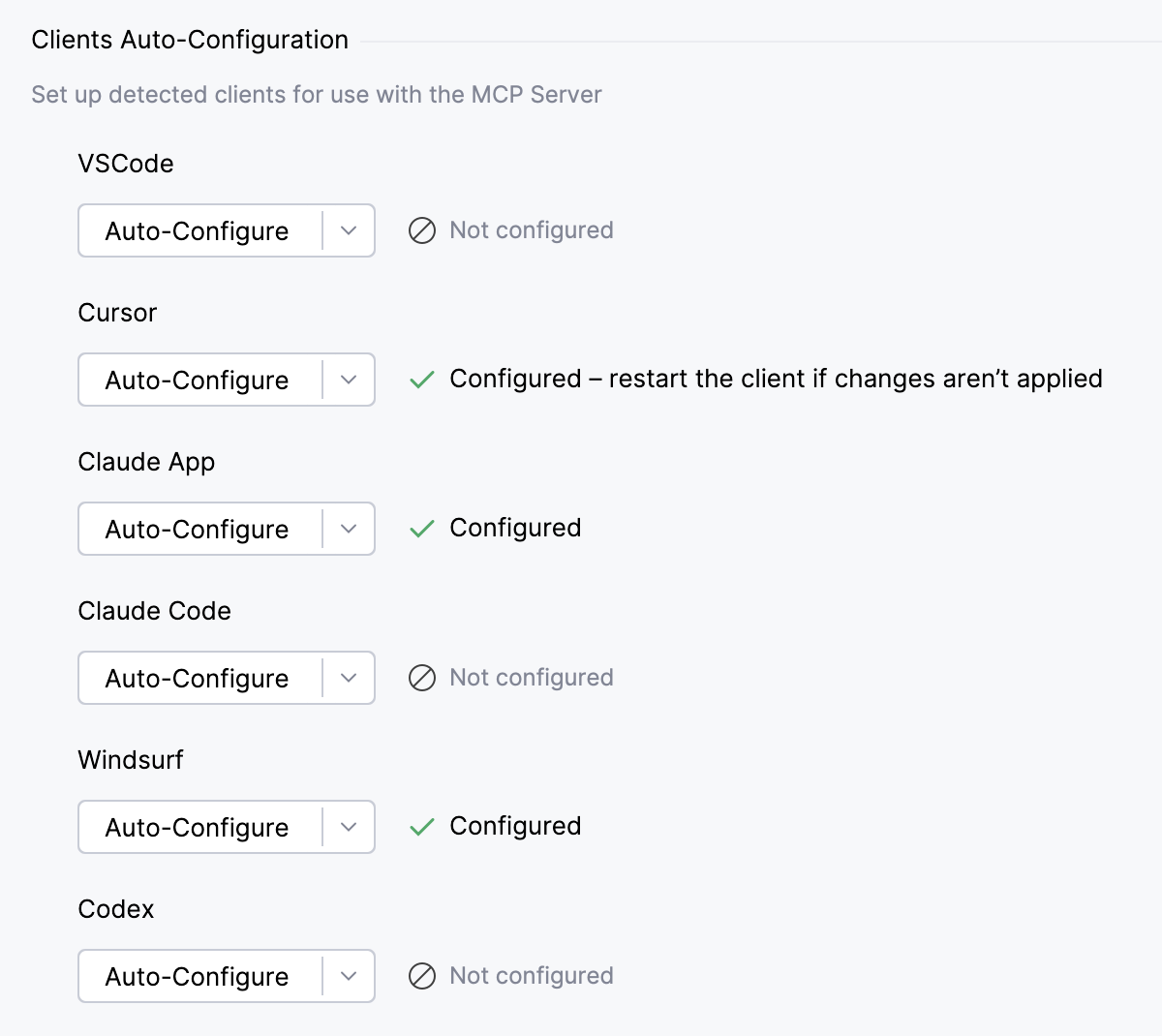 MCP Server settings