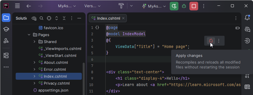 JetBrains&nbsp;Rider: Hot reload
