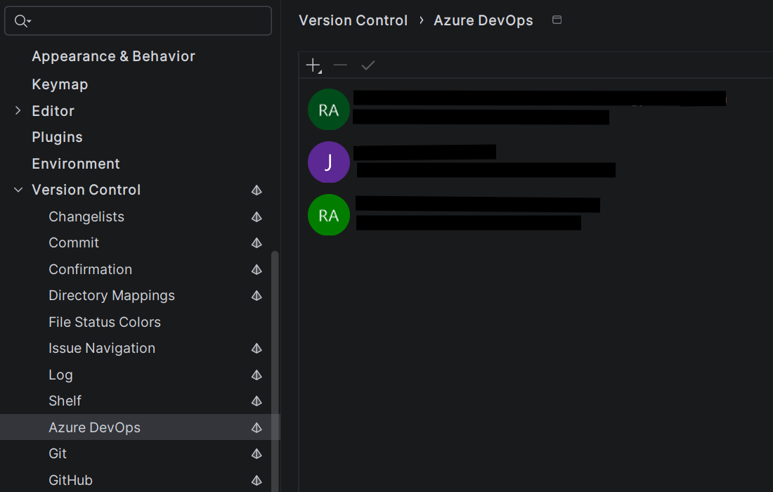 JetBrains Rider: Azure DevOps accounts JetBrains Rider: Azure DevOps accounts