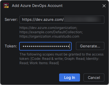 JetBrains Rider: Add Azure DevOps Account JetBrains Rider: Add Azure DevOps Account