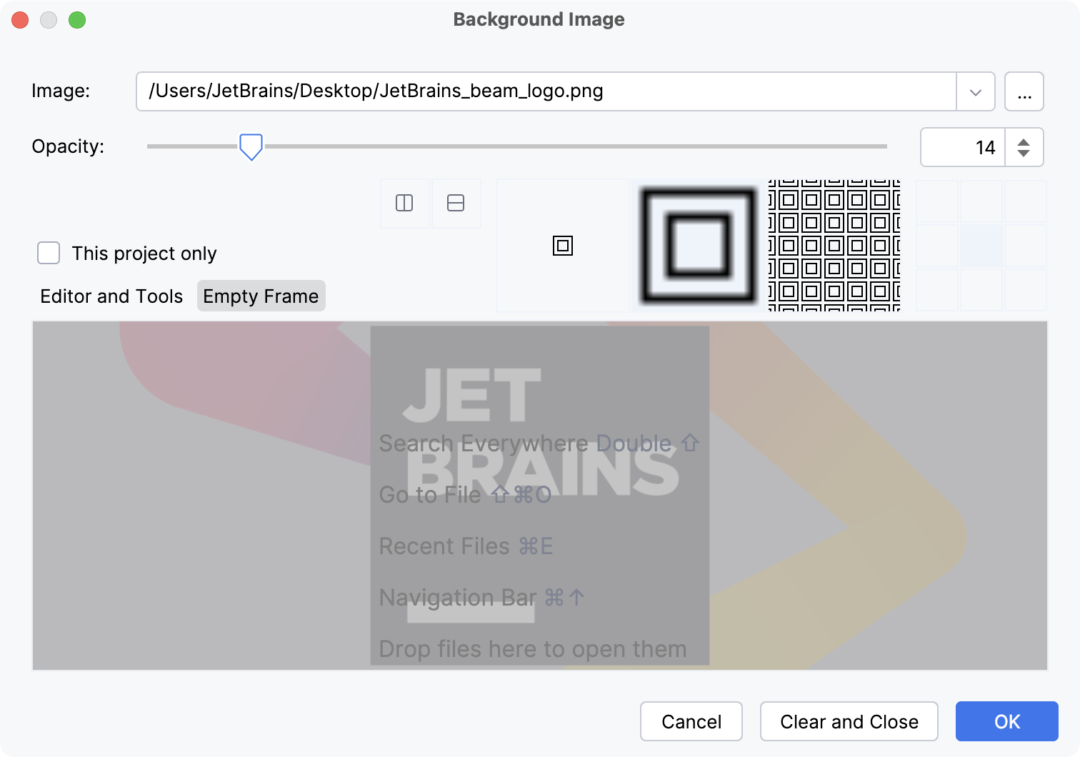 The Background Image dialog The Background Image dialog