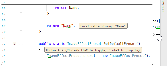 JetBrains Rider: Bookmark on the error stripe JetBrains Rider: Bookmark on the error stripe