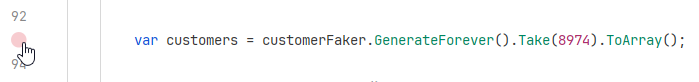 JetBrains&nbsp;Rider: Breakpoint suggestion on mouse hover