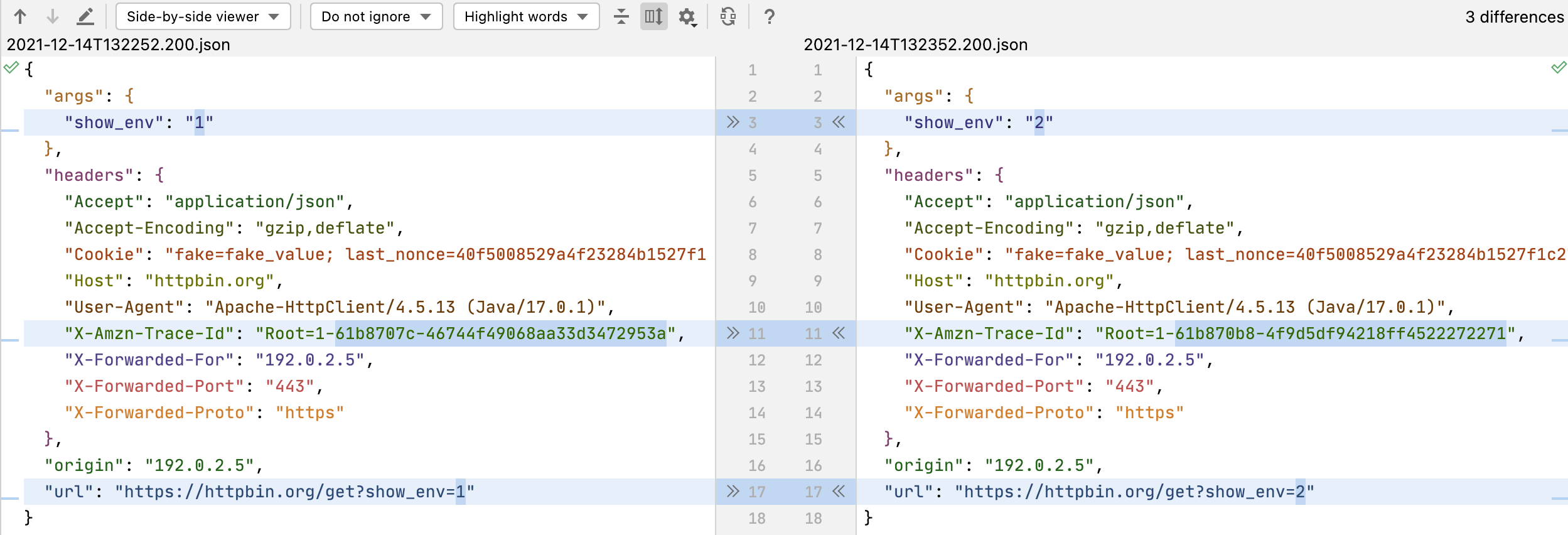 Compare HTTP responses Compare HTTP responses