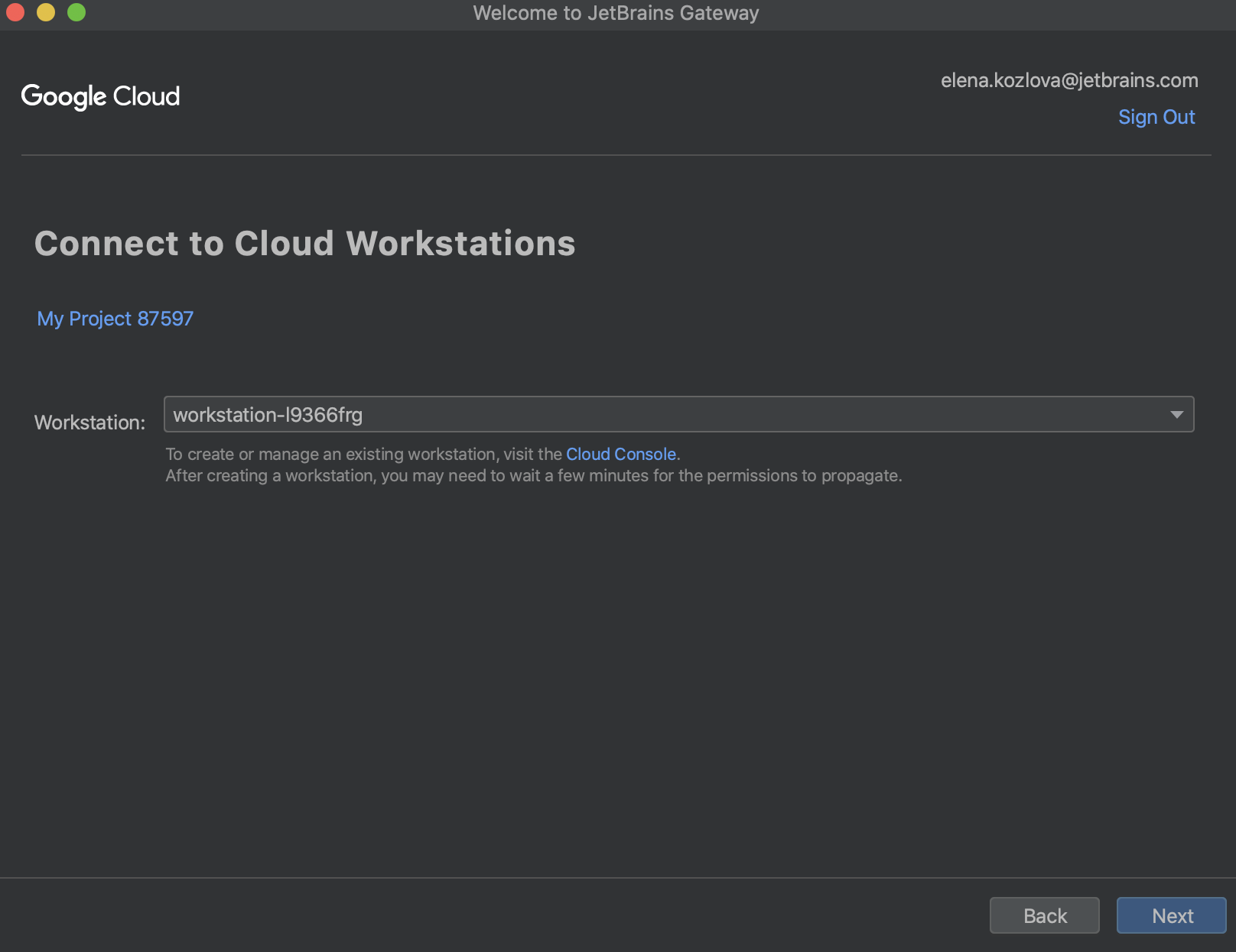 Connect to Cloud Workstation Connect to Cloud Workstation