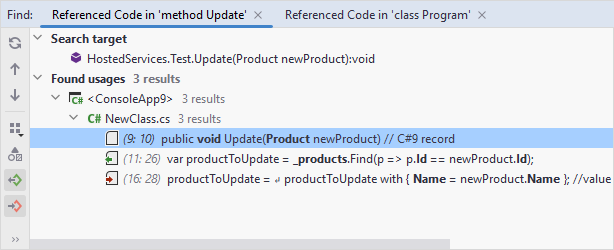 JetBrains&nbsp;Rider: Finding external usages of symbols in the selected scope