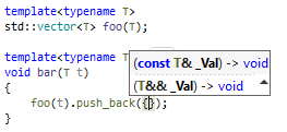 JetBrains&nbsp;Rider C++: Parameter information with dependent code