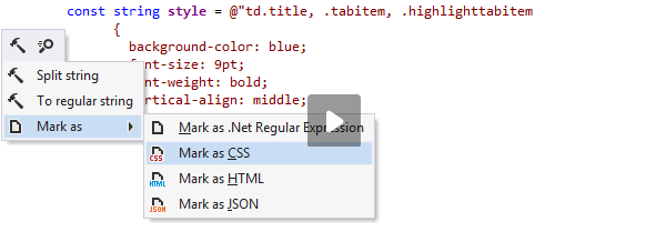 JetBrains&nbsp;Rider: Analyzing CSS code inside a C# string literal