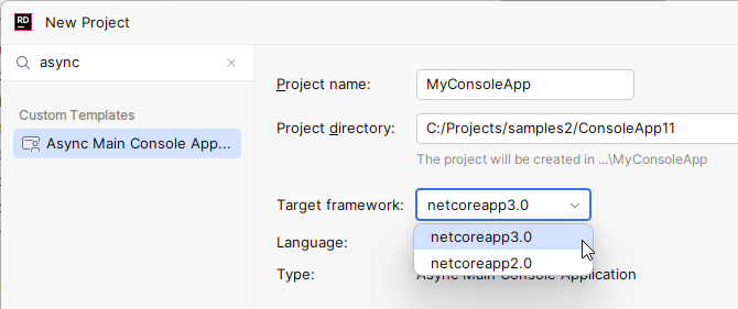 JetBrains&nbsp;Rider: Creating a new project using custom project template