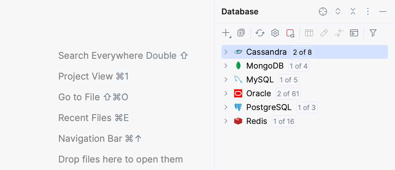 Data sources in Database tool window