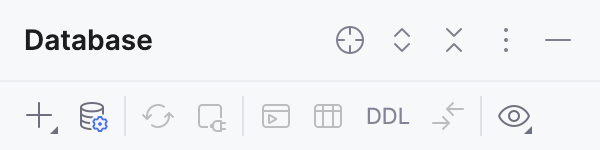 Database tool window toolbar Database tool window toolbar