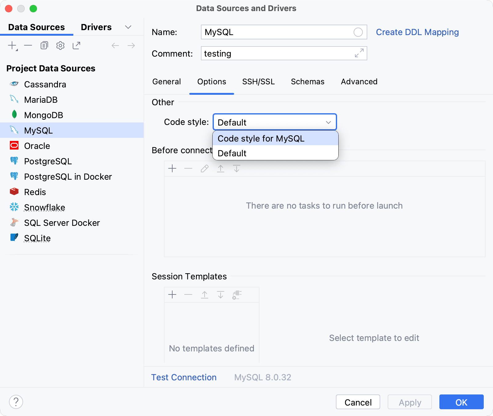 Configure code styles per data source Configure code styles per data source