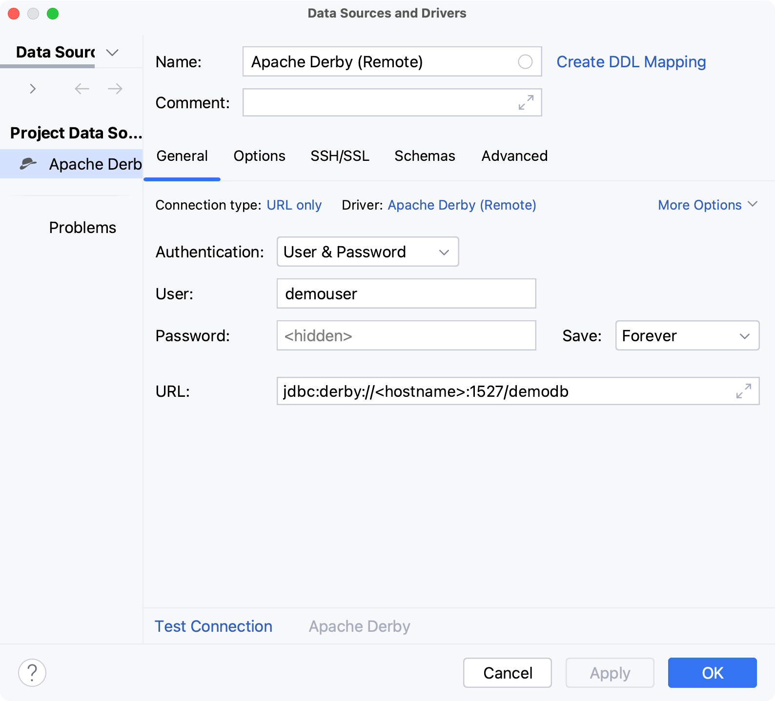 Database connection details Database connection details