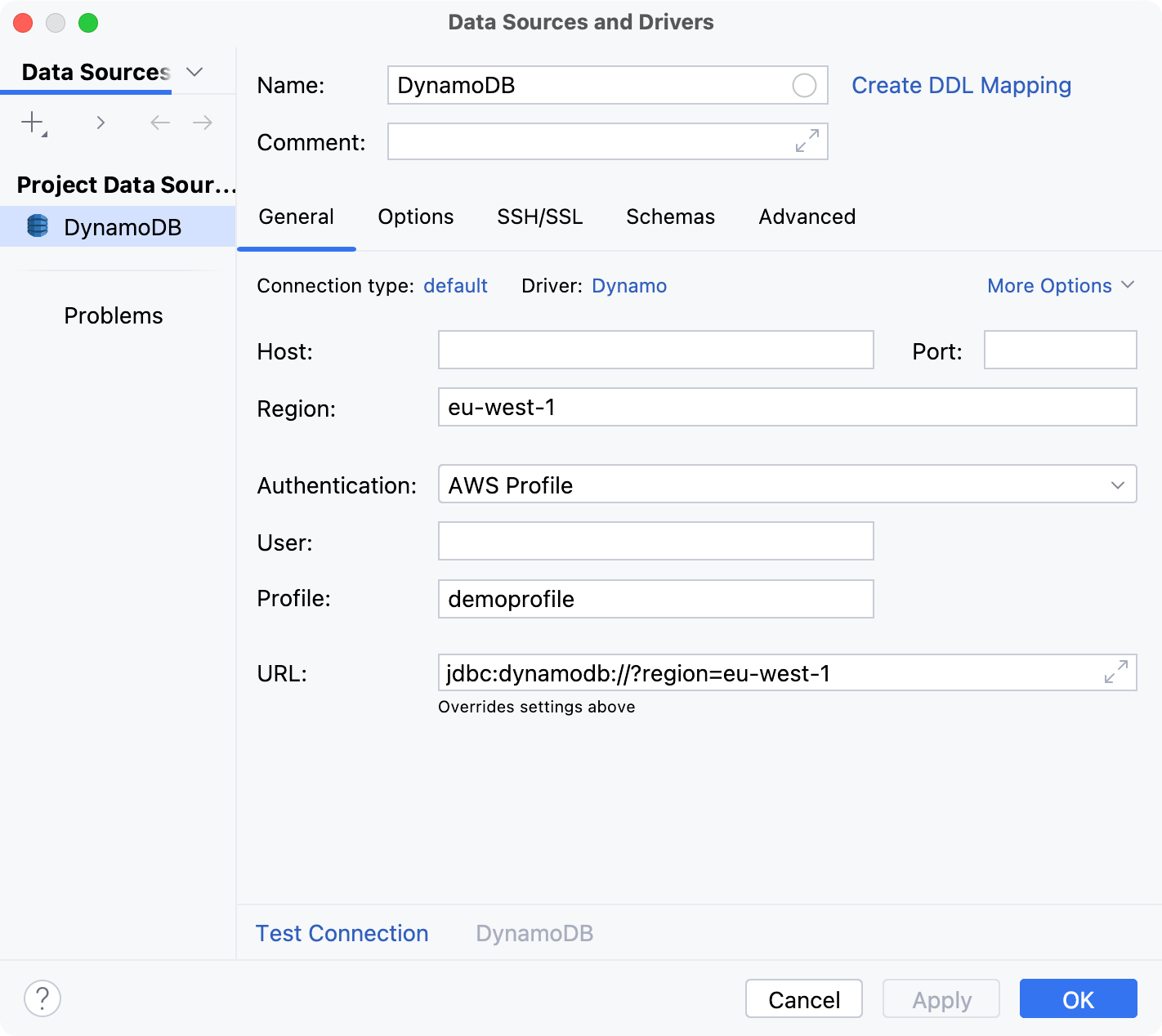 Database connection details Database connection details