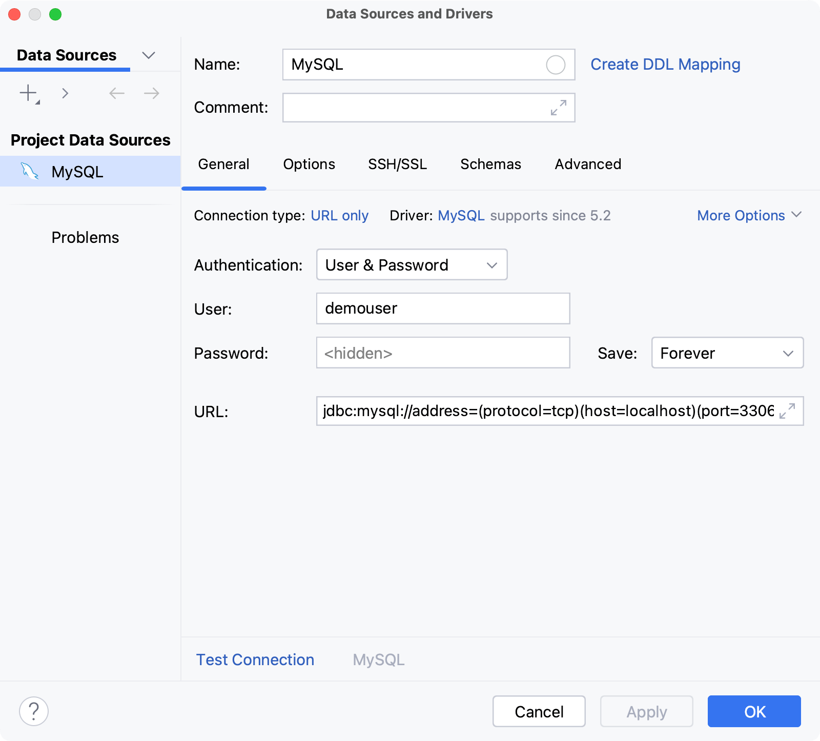 Database connection details Database connection details