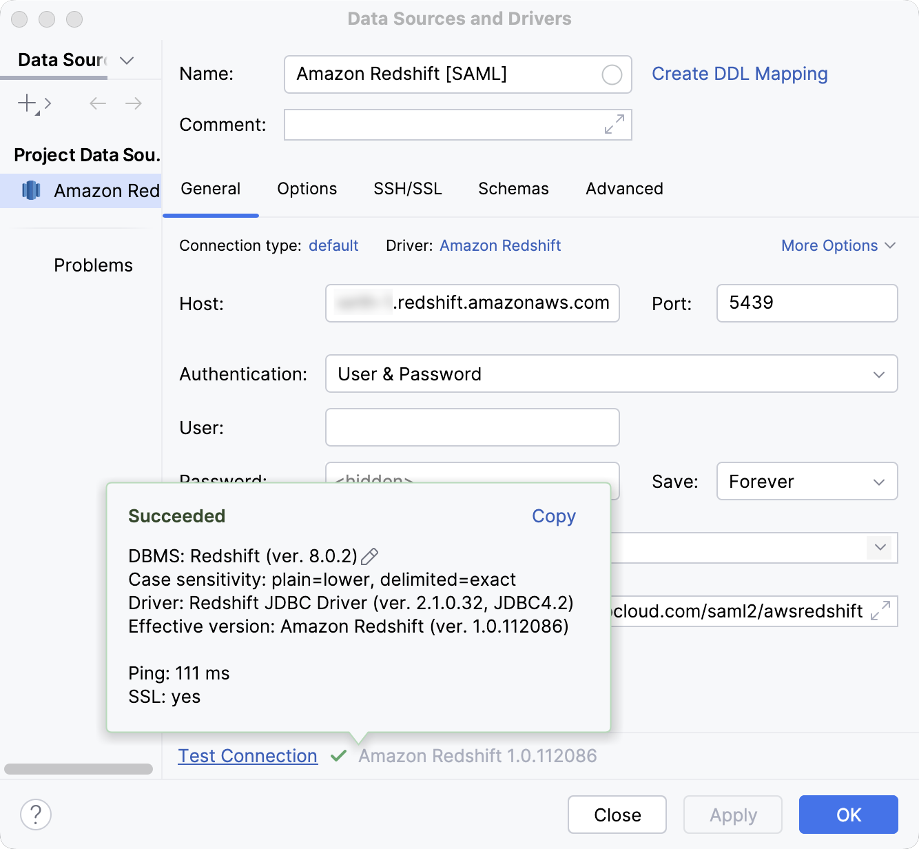 Database connection details